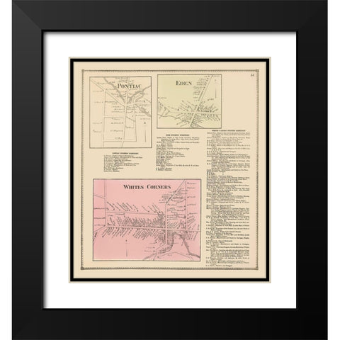 Pontiac, Eden, White Corners New York - Stone 1866 Black Modern Wood Framed Art Print with Double Matting by Stone