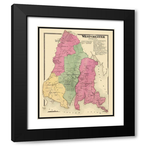 Westchester New York Landowner - Beers 1868 Black Modern Wood Framed Art Print with Double Matting by Beers
