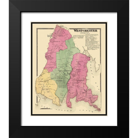 Westchester New York Landowner - Beers 1868 Black Modern Wood Framed Art Print with Double Matting by Beers