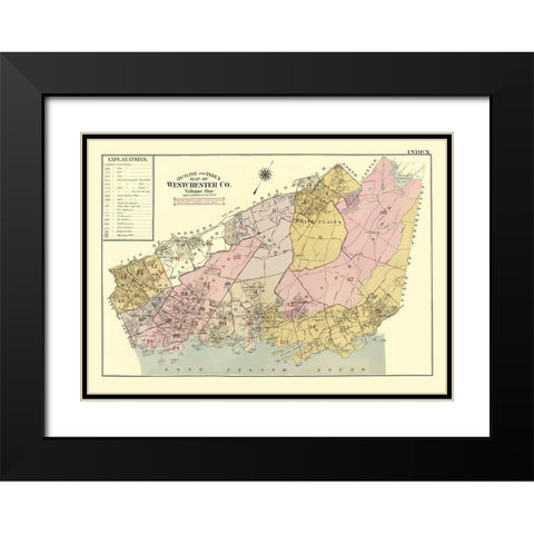 Westchester New York - Beers 1905 Black Modern Wood Framed Art Print with Double Matting by Beers