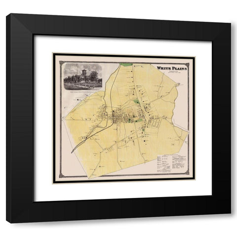 White Plains New York Landowner - Bien 1893 Black Modern Wood Framed Art Print with Double Matting by Bien
