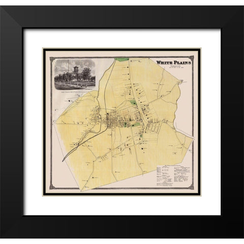White Plains New York Landowner - Bien 1893 Black Modern Wood Framed Art Print with Double Matting by Bien