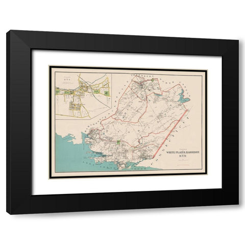 White Plains, Harrison, Rye New York Landowner Black Modern Wood Framed Art Print with Double Matting by Bien