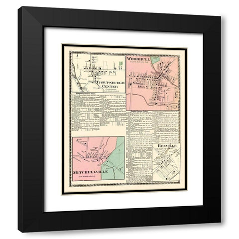 Troupsburgh, Woodhull, Mitchellville New York Black Modern Wood Framed Art Print with Double Matting by Beers