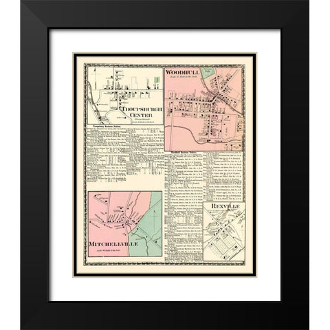 Troupsburgh, Woodhull, Mitchellville New York Black Modern Wood Framed Art Print with Double Matting by Beers