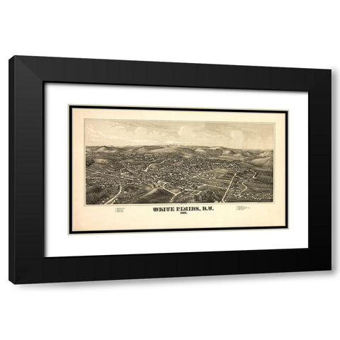 White Plains New York - Burleigh 1887  Black Modern Wood Framed Art Print with Double Matting by Burleigh
