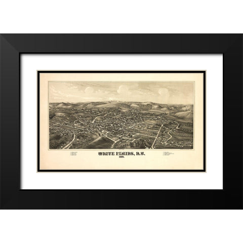 White Plains New York - Burleigh 1887  Black Modern Wood Framed Art Print with Double Matting by Burleigh