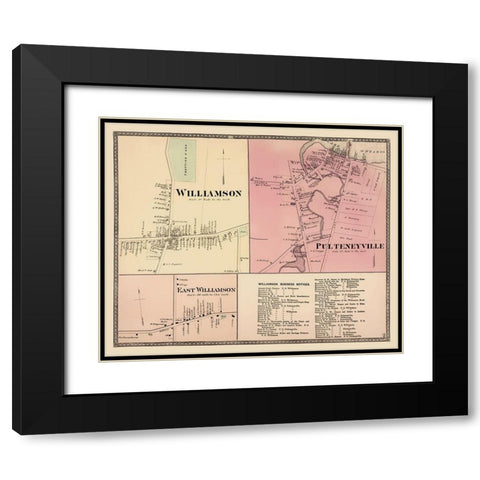 Williamson, Pulteneyville New York Landowner Black Modern Wood Framed Art Print with Double Matting by Beers