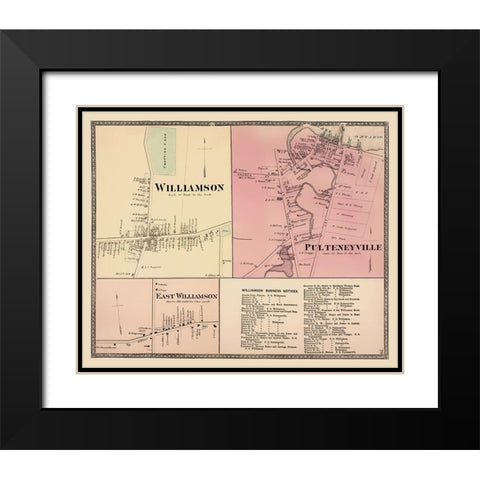 Williamson, Pulteneyville New York Landowner Black Modern Wood Framed Art Print with Double Matting by Beers