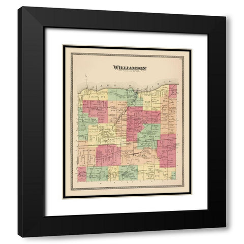 Williamson New York Landowner - Beers 1874 Black Modern Wood Framed Art Print with Double Matting by Beers