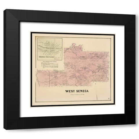West Seneca New York Landowner - Stone 1866 Black Modern Wood Framed Art Print with Double Matting by Stone