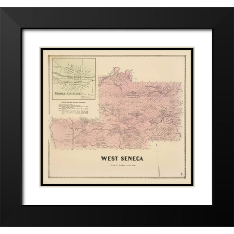 West Seneca New York Landowner - Stone 1866 Black Modern Wood Framed Art Print with Double Matting by Stone