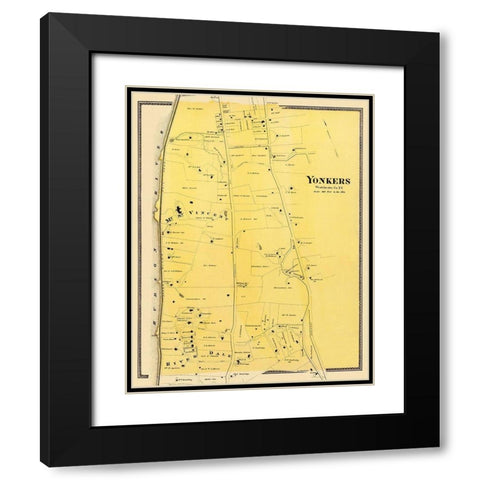 Yonkers, Central New York Landowner - Beers 1868 Black Modern Wood Framed Art Print with Double Matting by Beers