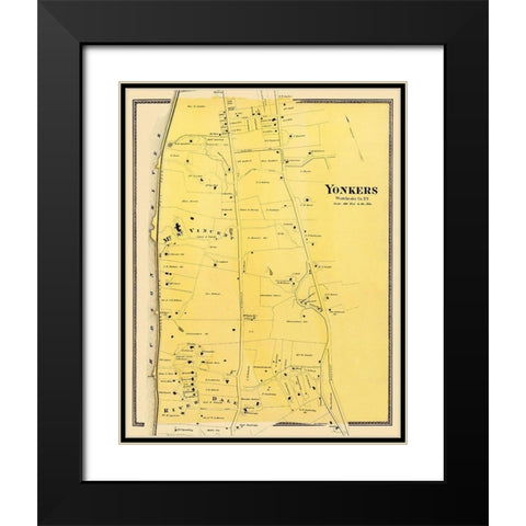 Yonkers, Central New York Landowner - Beers 1868 Black Modern Wood Framed Art Print with Double Matting by Beers
