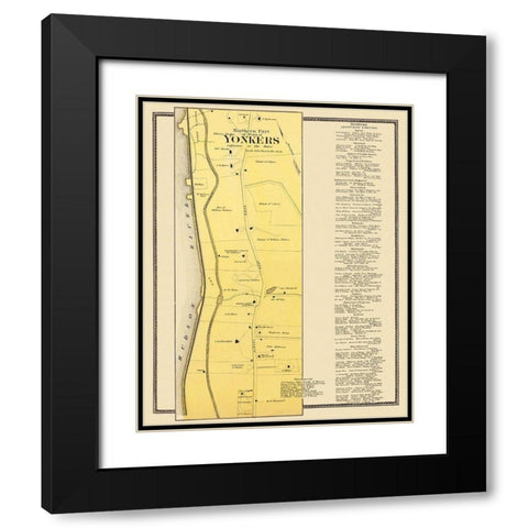 Yonkers, Northern New York Landowner - Beers 1868 Black Modern Wood Framed Art Print with Double Matting by Beers