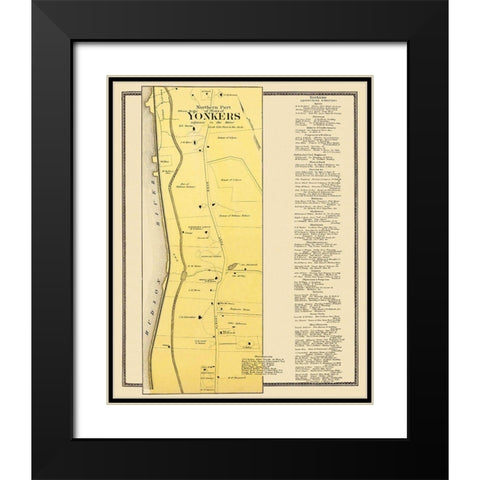 Yonkers, Northern New York Landowner - Beers 1868 Black Modern Wood Framed Art Print with Double Matting by Beers