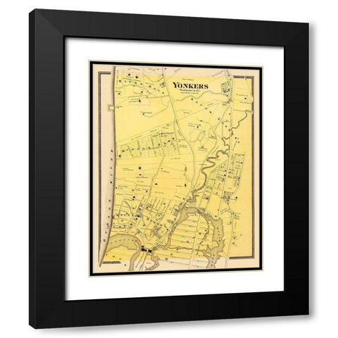 Yonkers, Southern New York Landowner - Beers 1868 Black Modern Wood Framed Art Print with Double Matting by Beers