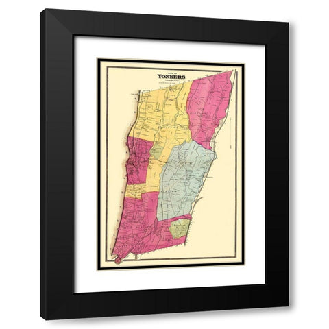 Yonkers New York Landowner - Beers 1868 Black Modern Wood Framed Art Print with Double Matting by Beers