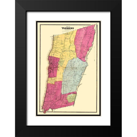 Yonkers New York Landowner - Beers 1868 Black Modern Wood Framed Art Print with Double Matting by Beers