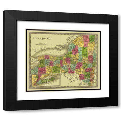New York - Greenleaf 1840 Black Modern Wood Framed Art Print with Double Matting by Greenleaf