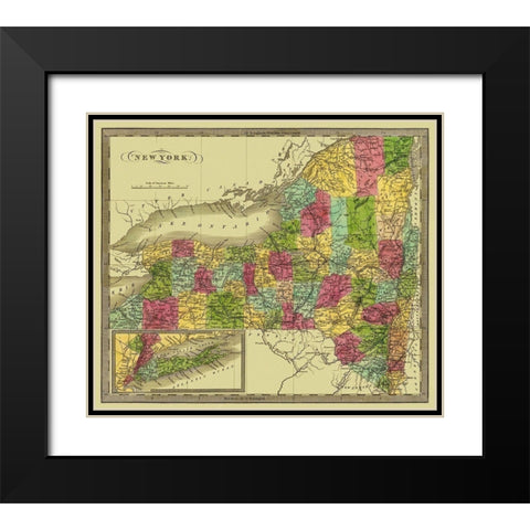 New York - Greenleaf 1840 Black Modern Wood Framed Art Print with Double Matting by Greenleaf
