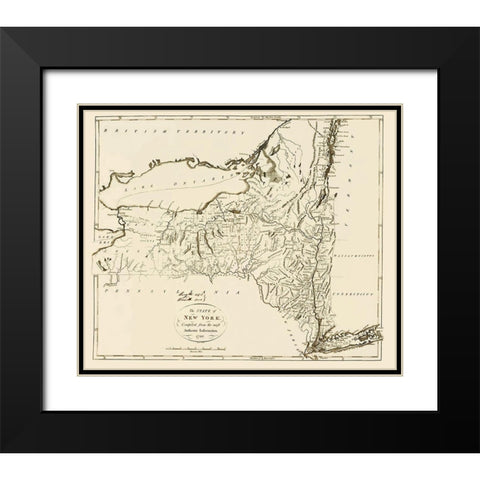 New York - 1796 Black Modern Wood Framed Art Print with Double Matting by Moft
