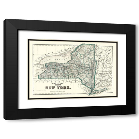 New York Planning - 1873 Black Modern Wood Framed Art Print with Double Matting by Unknown