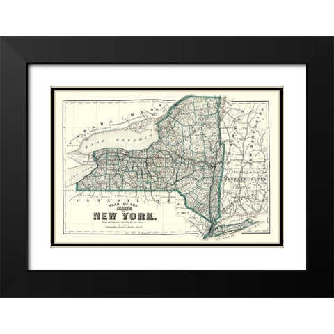 New York Planning - 1873 Black Modern Wood Framed Art Print with Double Matting by Unknown