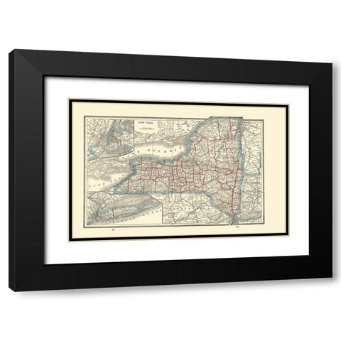 New York - Rathbun 1893 Black Modern Wood Framed Art Print with Double Matting by Rathbun