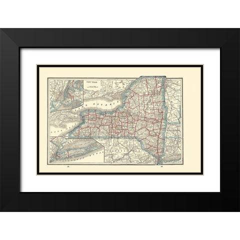 New York - Rathbun 1893 Black Modern Wood Framed Art Print with Double Matting by Rathbun