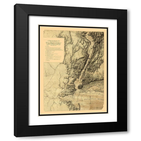New York - Howe 1776  Black Modern Wood Framed Art Print with Double Matting by Howe