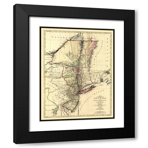 New York - Lotter 1777  Black Modern Wood Framed Art Print with Double Matting by Lotter