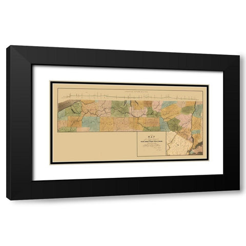 New York - Wright 1834  Black Modern Wood Framed Art Print with Double Matting by Wright