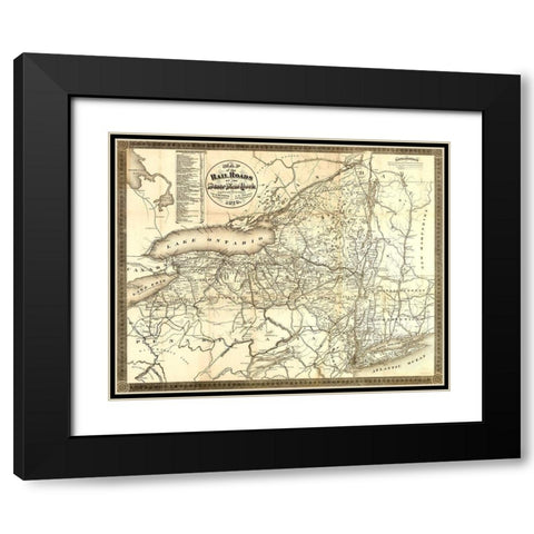 New York Railroads - Richmond 1870  Black Modern Wood Framed Art Print with Double Matting by Sweet