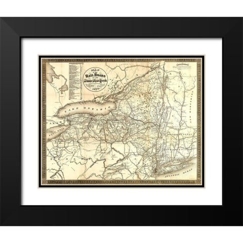New York Railroads - Richmond 1870  Black Modern Wood Framed Art Print with Double Matting by Sweet