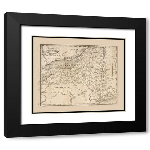 New York - Spafford 1813  Black Modern Wood Framed Art Print with Double Matting by Spafford