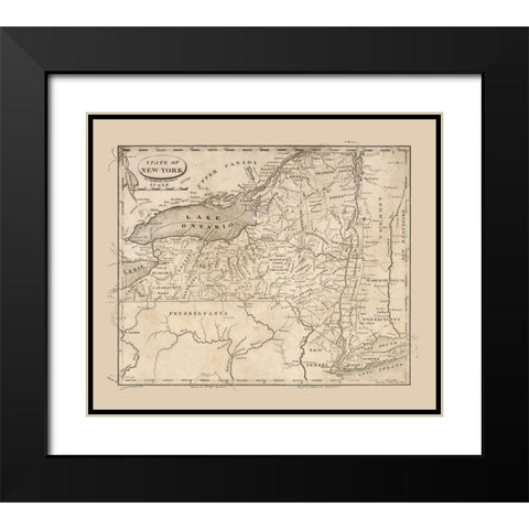 New York - Spafford 1813  Black Modern Wood Framed Art Print with Double Matting by Spafford