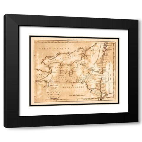 New York - Denison 1796  Black Modern Wood Framed Art Print with Double Matting by Denison