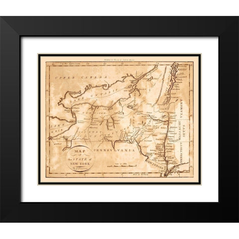 New York - Denison 1796  Black Modern Wood Framed Art Print with Double Matting by Denison