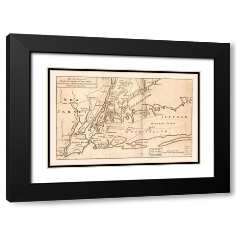 New York -1776 Black Modern Wood Framed Art Print with Double Matting by Unknown
