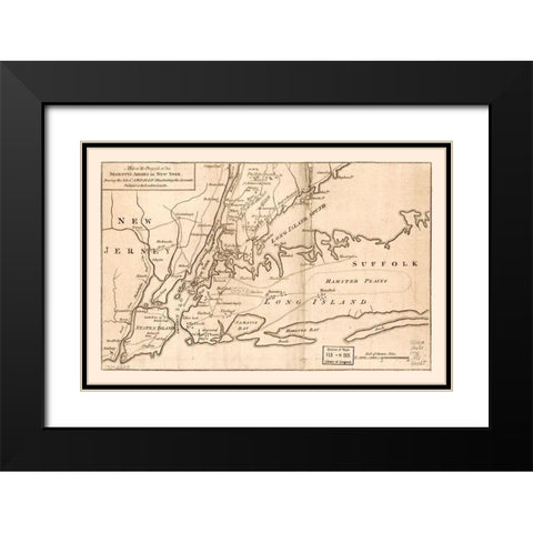 New York -1776 Black Modern Wood Framed Art Print with Double Matting by Unknown