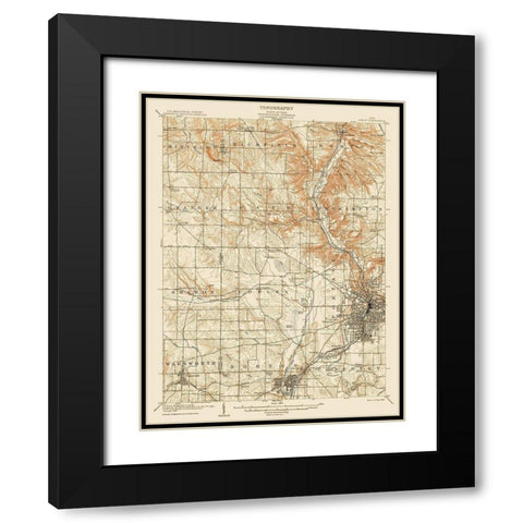 Akron Ohio Quad - USGS 1905 Black Modern Wood Framed Art Print with Double Matting by USGS