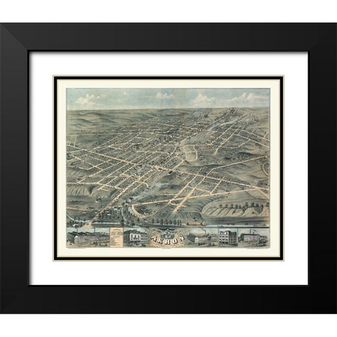 Akron Ohio - Stoner 1870  Black Modern Wood Framed Art Print with Double Matting by Stoner