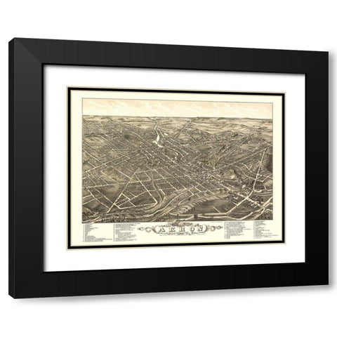 Akron Ohio - Stoner 1882  Black Modern Wood Framed Art Print with Double Matting by Stoner