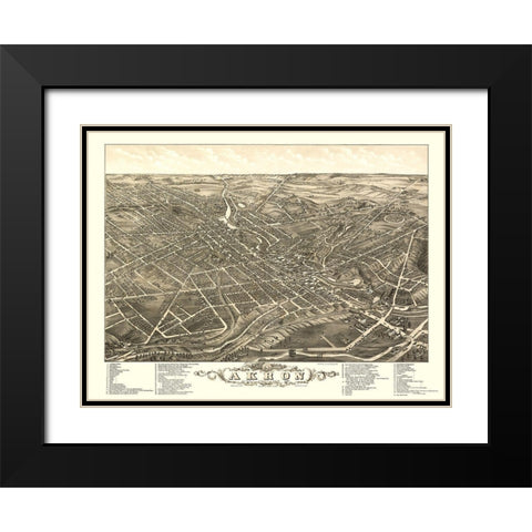 Akron Ohio - Stoner 1882  Black Modern Wood Framed Art Print with Double Matting by Stoner