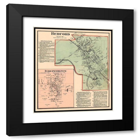 Bedford, Independence Ohio Landowner - Titus 1874 Black Modern Wood Framed Art Print with Double Matting by Titus