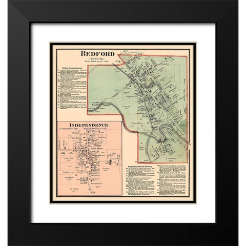 Bedford, Independence Ohio Landowner - Titus 1874 Black Modern Wood Framed Art Print with Double Matting by Titus