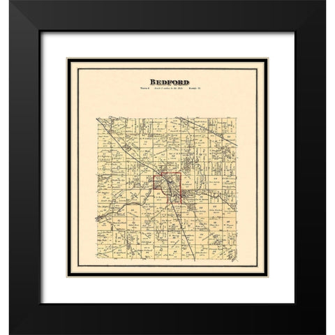 Bedford Ohio Landowner - Titus 1874 Black Modern Wood Framed Art Print with Double Matting by Titus