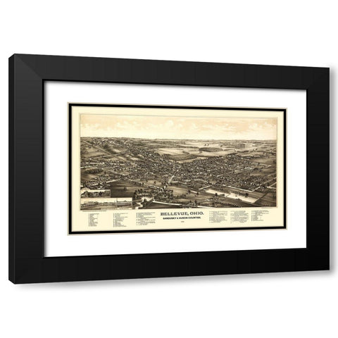 Bellevue Ohio - Norris 1888  Black Modern Wood Framed Art Print with Double Matting by Norris