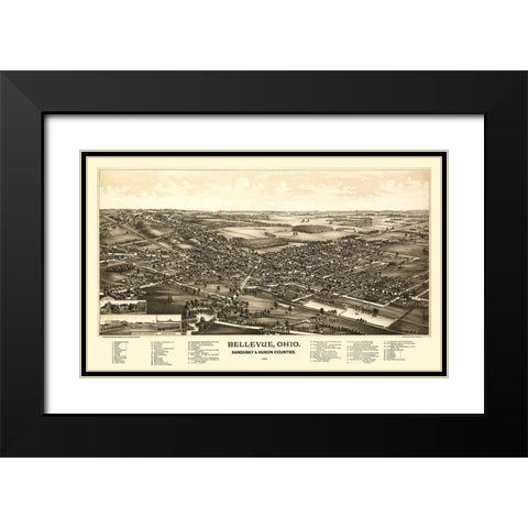 Bellevue Ohio - Norris 1888  Black Modern Wood Framed Art Print with Double Matting by Norris